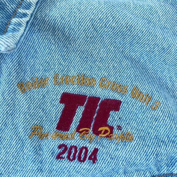 Vtg TIC The Industrial Company Boiler Erection Cross Unit 3 Denim Jacket Trucker - Picture 14 of 16
